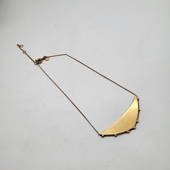 Madewell Gold Tone Curved Bar Triangle Necklace Statement - Picture 4 of 8